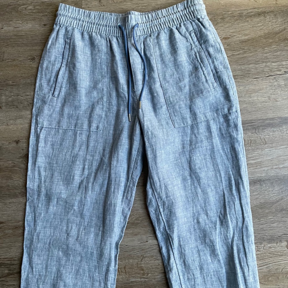 Athleta Cabo Linen Jogger Pants Womens 8 Blue Sustainable Coastal Travel Casual - Picture 9 of 9